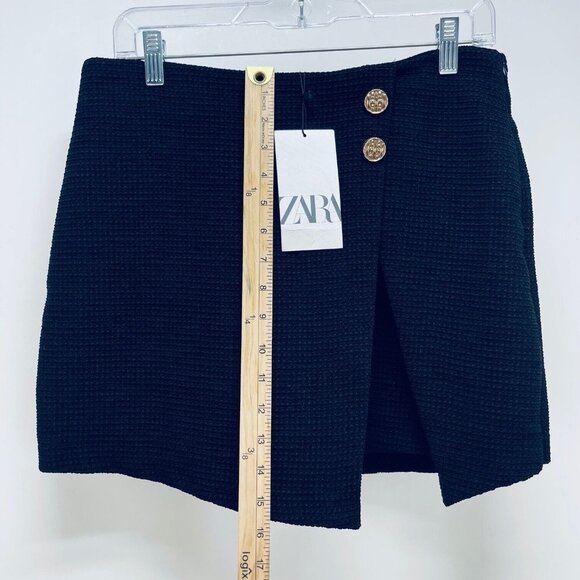 Zara Mini Skirt Size L Women’s Pull On Polyester Black New - Picture 8 of 11